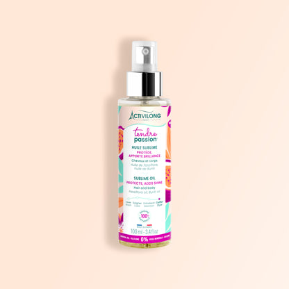 Packshot de l'huile sublime sur fond crème